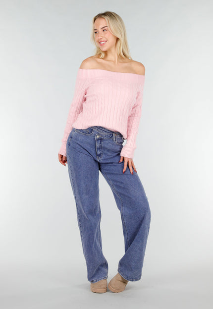 NEW031225 Lichtroze Off Shoulder Trui