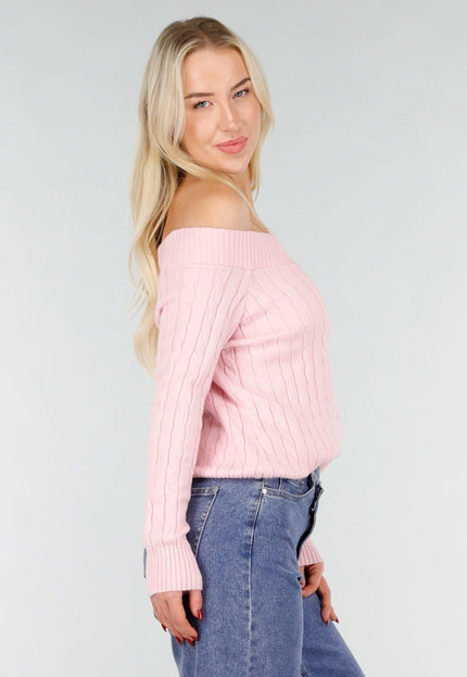 NEW031225 Lichtroze Off Shoulder Trui
