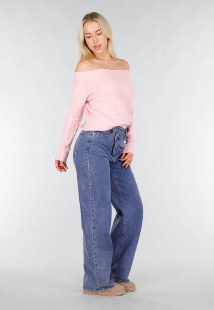NEW031225 Lichtroze Off Shoulder Trui