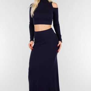 NEW031225 Navy Cut Out Two Piece Set