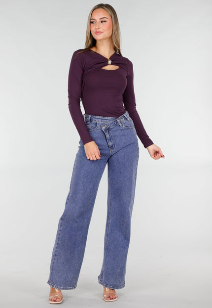 NEW031225 Paarse Cut Out Top