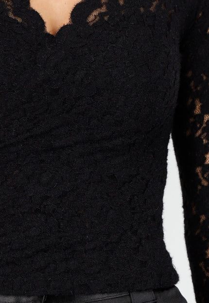 Zwarte Kanten Wrap Top