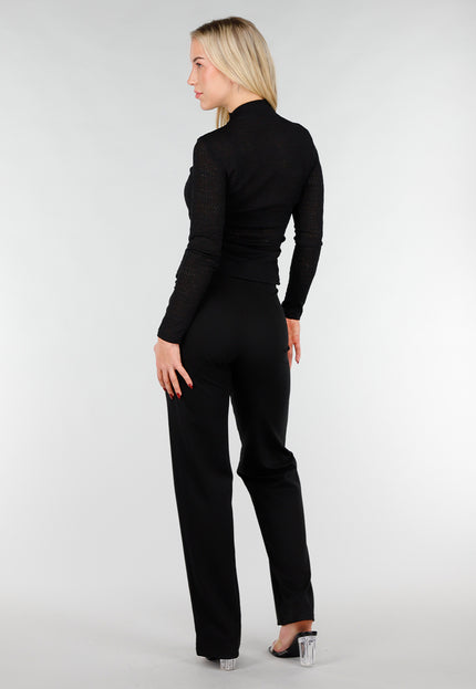 NEW031225 Zwarte See Through Stretch Top