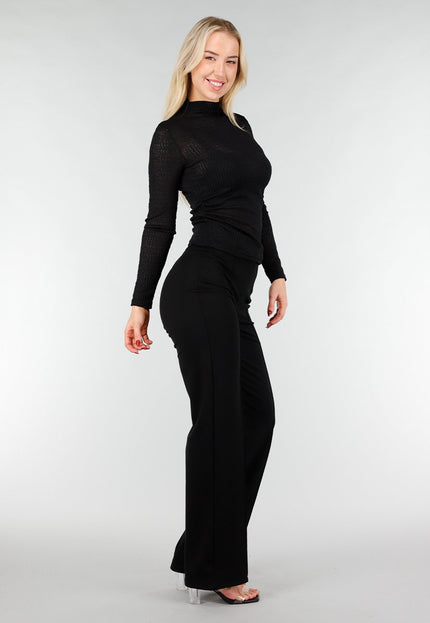 NEW031225 Zwarte See Through Stretch Top