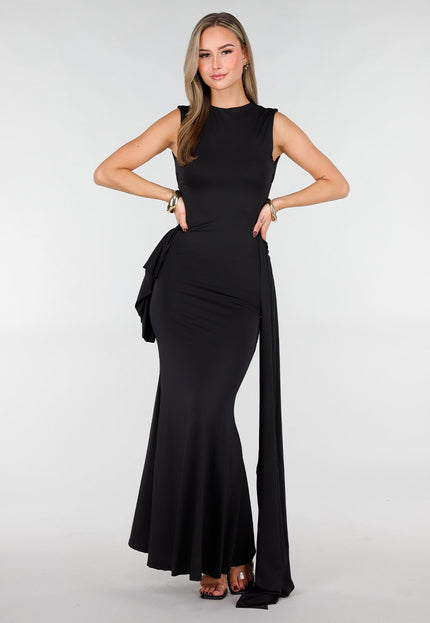 NEW031225 Zwarte Stretch Maxi Jurk