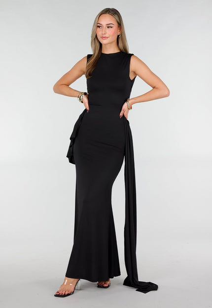 NEW031225 Zwarte Stretch Maxi Jurk