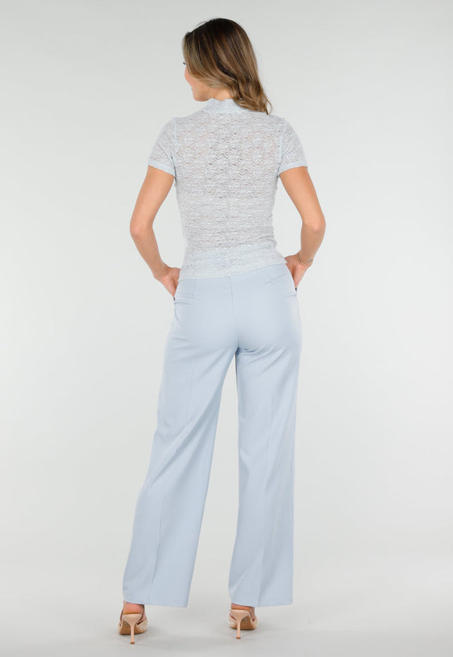 NEW040226 Babyblauwe Opengewerkte Top