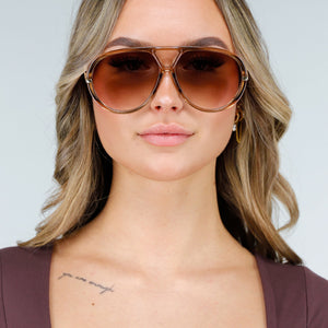 NEW040226 Bruine Aviator Zonnebril