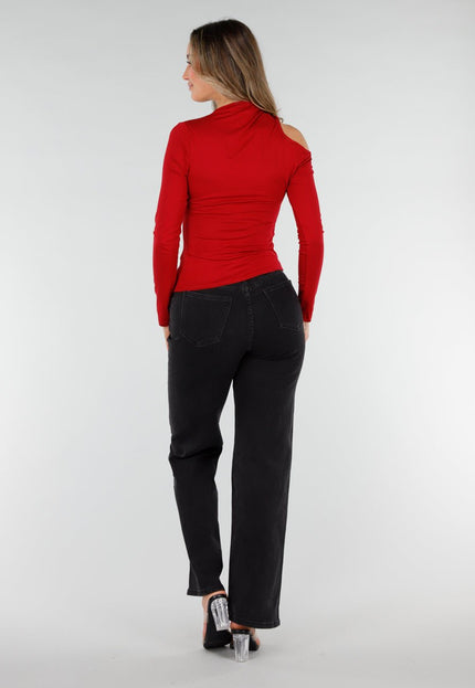 NEW040226 Bordeauxrode One Shoulder Top