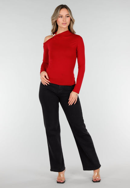 NEW040226 Bordeauxrode One Shoulder Top