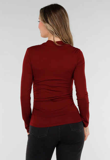 NEW040226 Bordeauxrode Top met Lange Mouwen