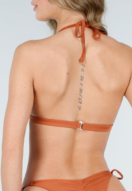 NEW040226 Bronzen Triangel Push Up Bikinitop