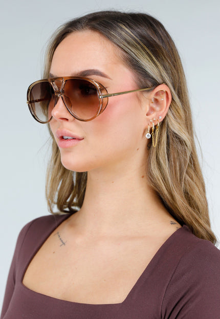 NEW040226 Bruine Aviator Zonnebril