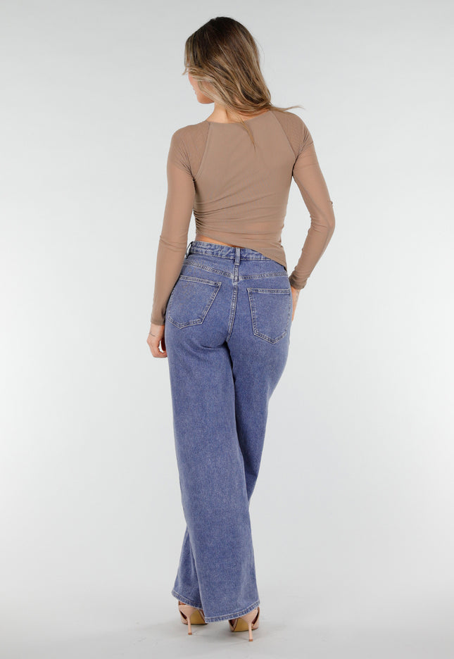 NEW040226 Bruine Mesh Sporttop met Pads