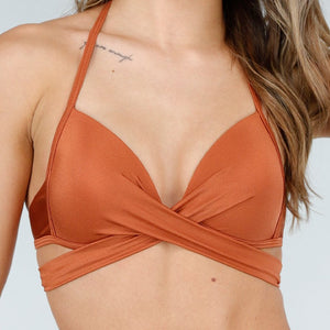 NEW040226 Bronzen Push Up Wrap Bikini Top