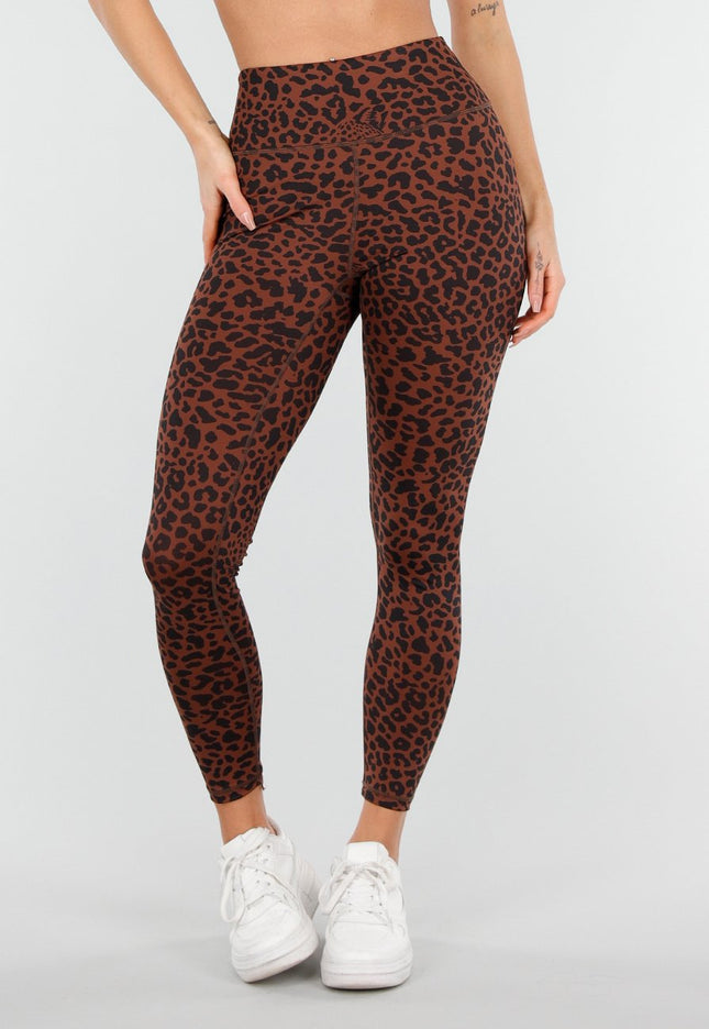 NEW040226 Bruine Sportlegging met Luipaardprint