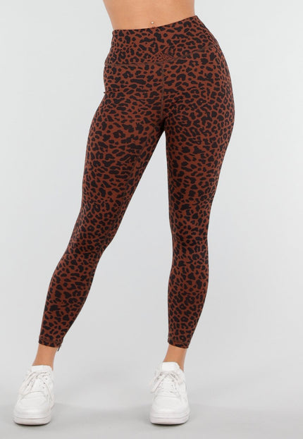 NEW040226 Bruine Sportlegging met Luipaardprint