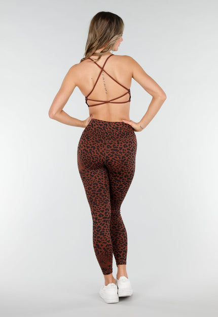 NEW040226 Bruine Sportlegging met Luipaardprint