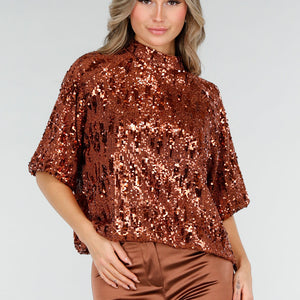 NEW040226 Bronzen Pailletten Top