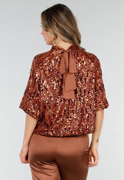NEW040226 Bronzen Pailletten Top