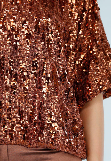 NEW040226 Bronzen Pailletten Top