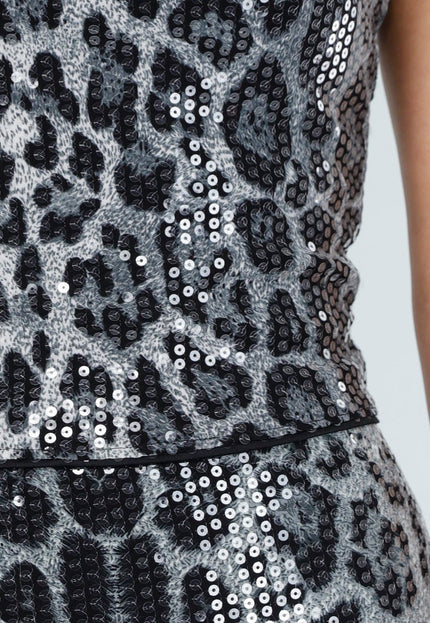 NEW040226 Grijze Bandeau Top met Panterprint