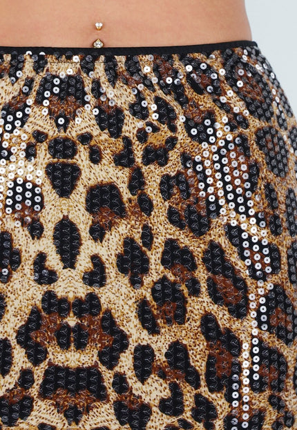 NEW040226 Korte Panterprint Rok met Pailletten