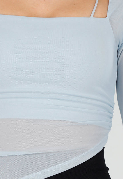 NEW040226 Lichtblauwe Mesh Top met Pads