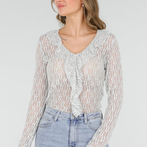 NEW040226 Mintgroene Kanten Blouse Top