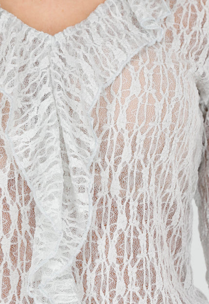 NEW040226 Mintgroene Kanten Blouse Top