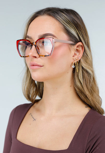 NEW040226 Rode Bril met Transparant Glazen