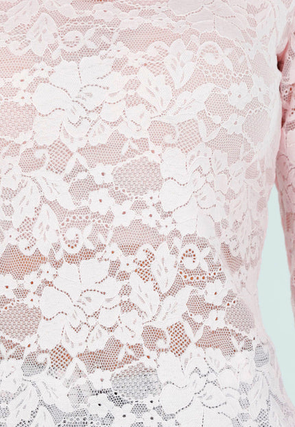 NEW040226 Roze Kanten Top met Lange Mouwen