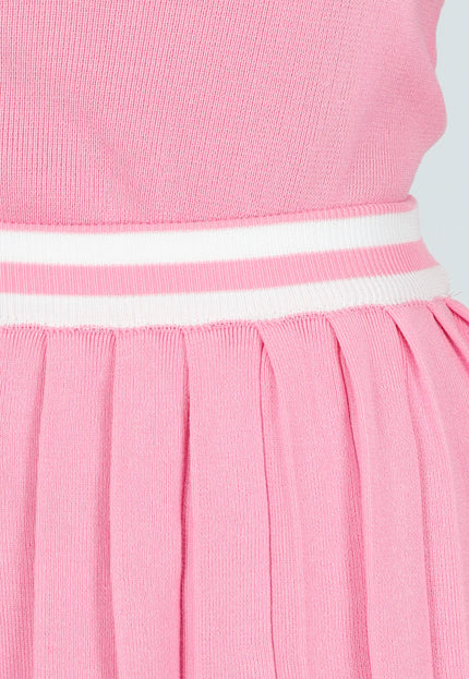 NEW040226 Roze Set met Polo Top en Plissé Rok