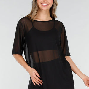 NEW040226 Mesh T-Shirt Dress
