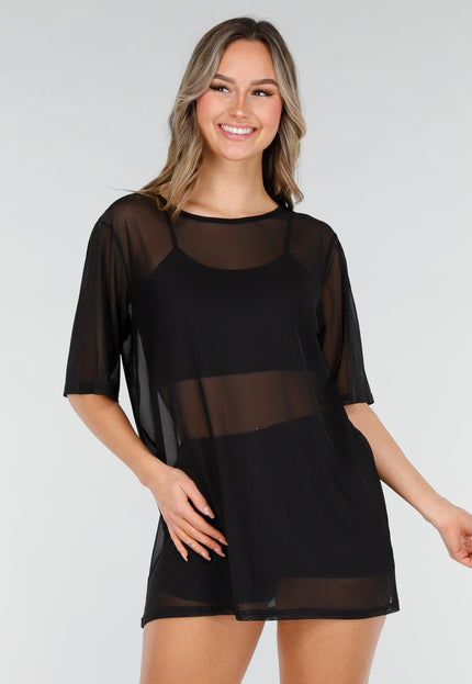 NEW040226 Mesh T-Shirt Dress