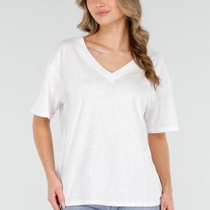 NEW040226 Wit T-Shirt met V-Hals