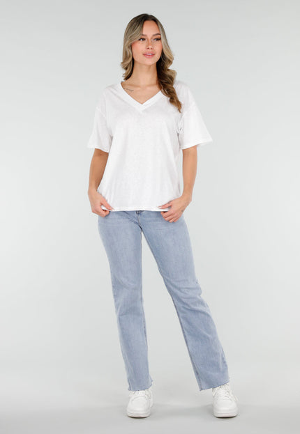 NEW040226 Wit T-Shirt met V-Hals