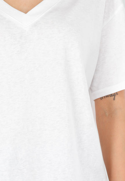 NEW040226 Wit T-Shirt met V-Hals