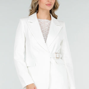 NEW040226 Witte Blazer met Gesp