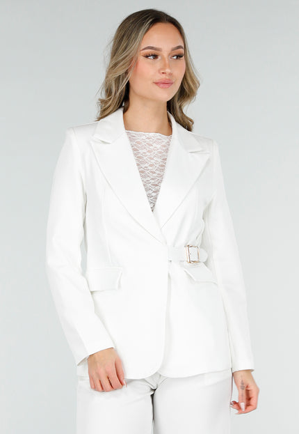 NEW040226 Witte Blazer met Gesp