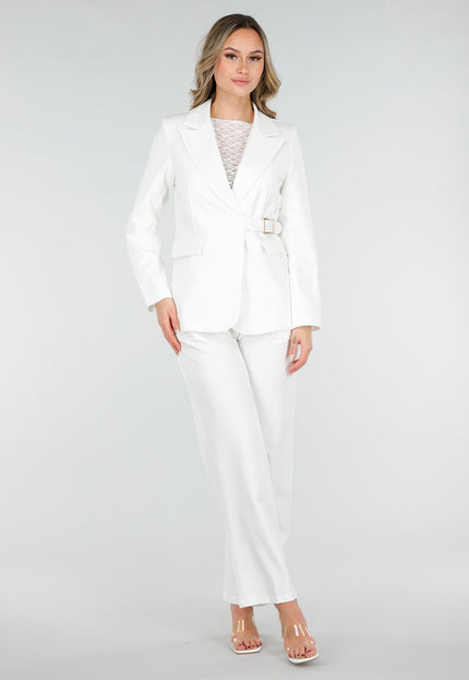 NEW040226 Witte Blazer met Gesp