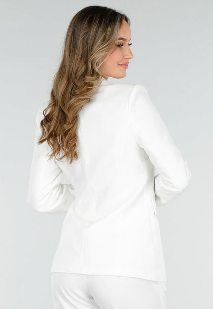 NEW040226 Witte Blazer met Gesp