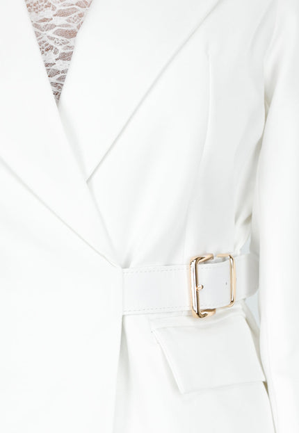 NEW040226 Witte Blazer met Gesp