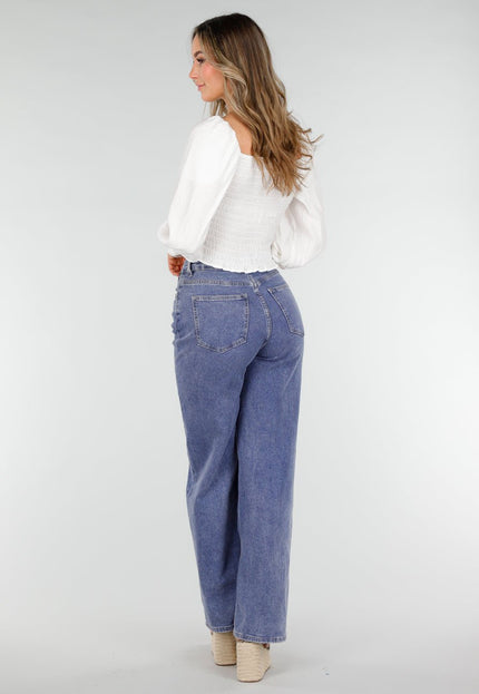 NEW040226 Witte Blouse met Lange Mouwen