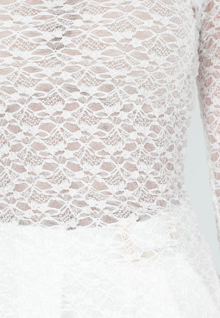 NEW040226 Witte Kanten Stretch Top met Splitten