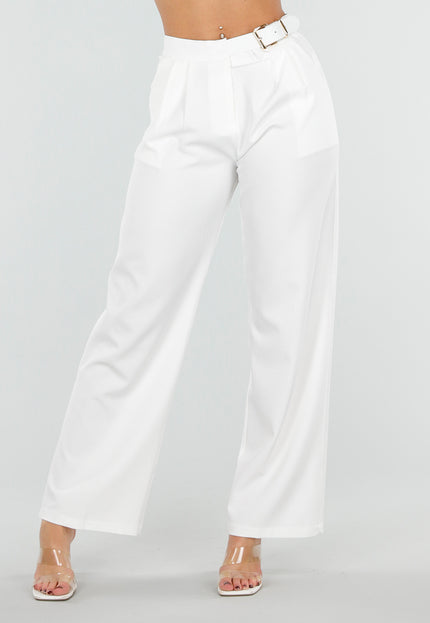 NEW040226 Witte Pantalon met Gouden Gesp