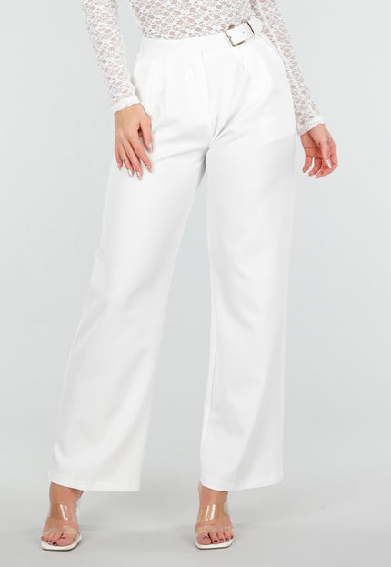 NEW040226 Witte Pantalon met Gouden Gesp