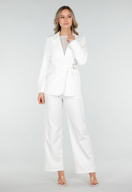 NEW040226 Witte Pantalon met Gouden Gesp