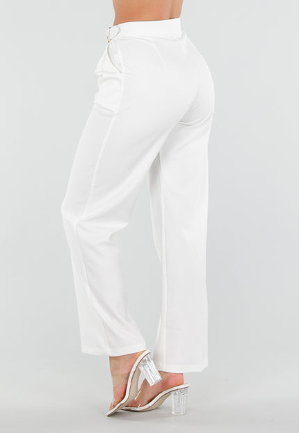 NEW040226 Witte Pantalon met Gouden Gesp
