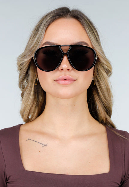 NEW040226 Zwarte Aviator Zonnebril